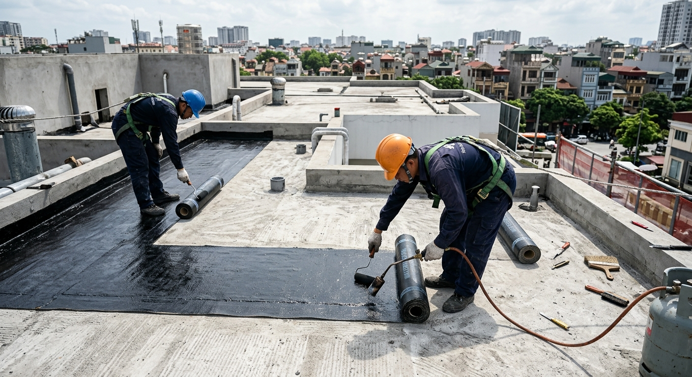 Thi công chống thấm dột mái nhà và sân thượng